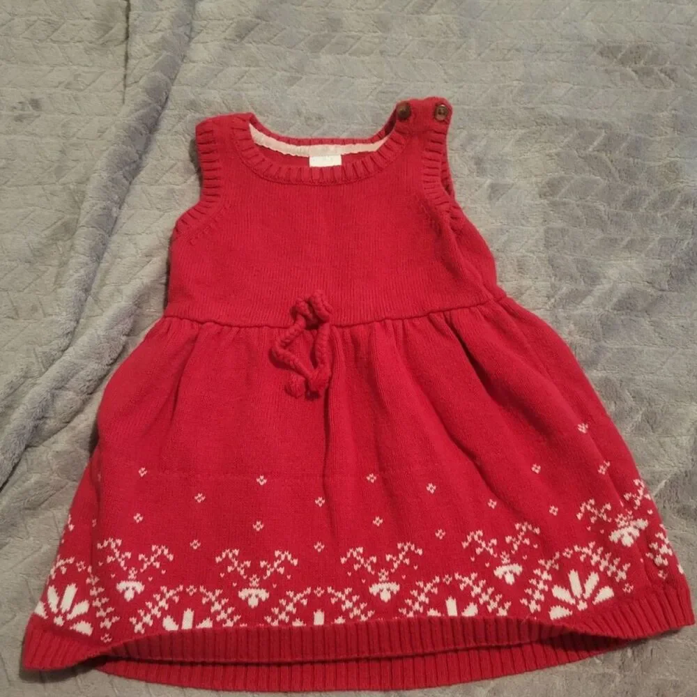 Carter's Just One You Red Sweater Dress & Polka Dot Reindeer Footed Pajamas 9M